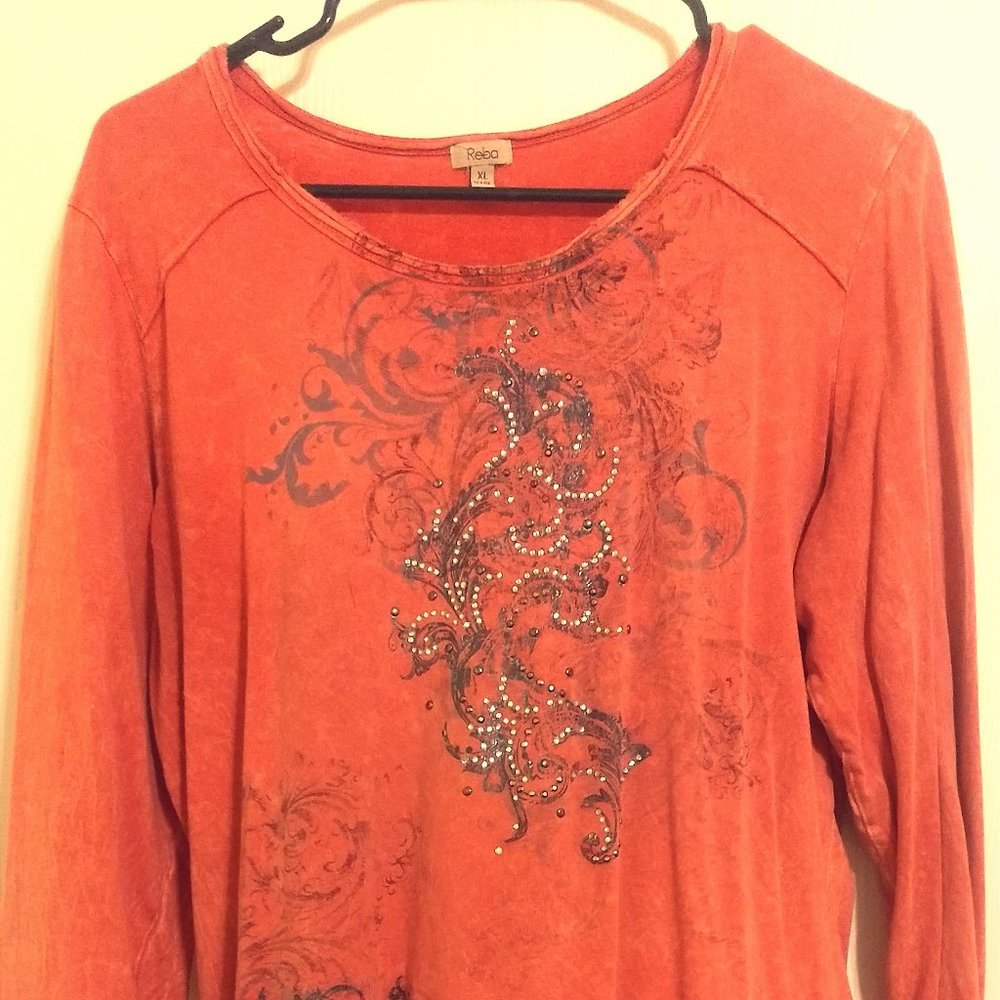 Orange, embellished longer shirt Reba